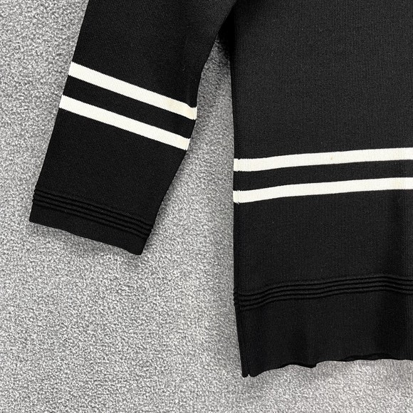 Style & Co Top sweater Woman Small S Black white stripe stretch knit round neck - Picture 5 of 12